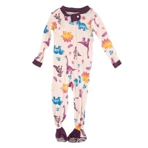 3/$20 Burts Bees Dinasaur Cotton Footed Pajamas Pink and Purple Size 12 Month